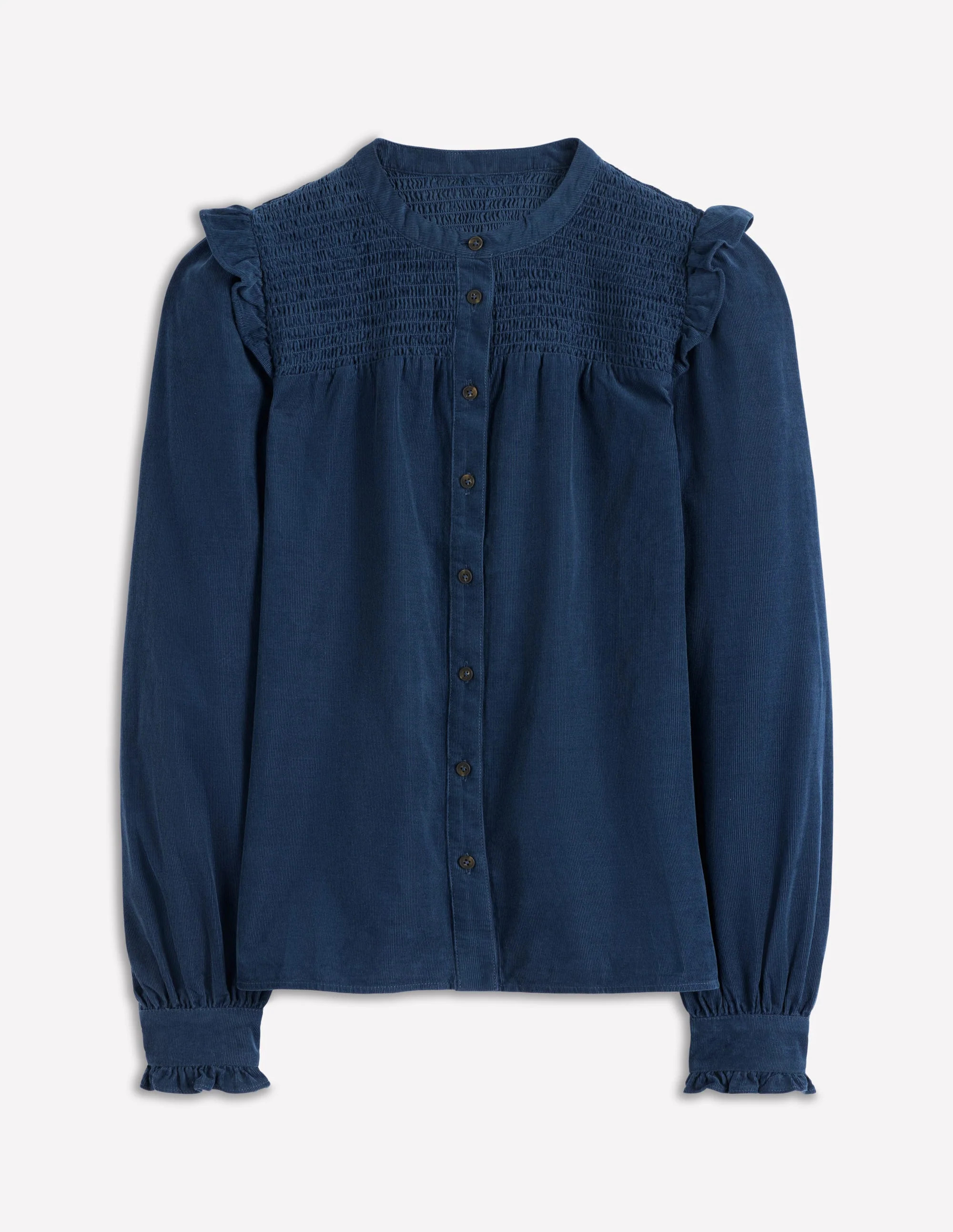 Smocked Yoke Cord Top-Midnight Ocean | Boden (US)