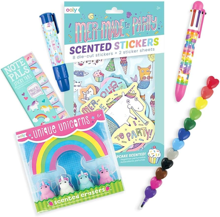 Ooly Happy Pack, 12 Crayons + Scented Erasers + Note Pals + 6 Click Pen + Clickit Eraser + Scente... | Amazon (US)