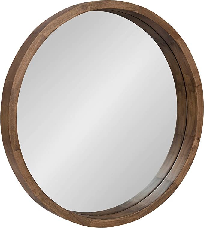 Kate and Laurel Hutton Round Decorative Modern Wood Frame Wall Mirror, 22 Inch Diameter, Natural ... | Amazon (US)