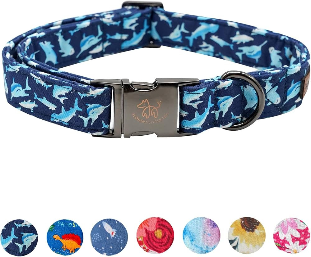 Elegant little tail Dog Collar, Blue Shark Pattern Pet Collar Durable Cute Dog Collars Male or Fe... | Amazon (US)