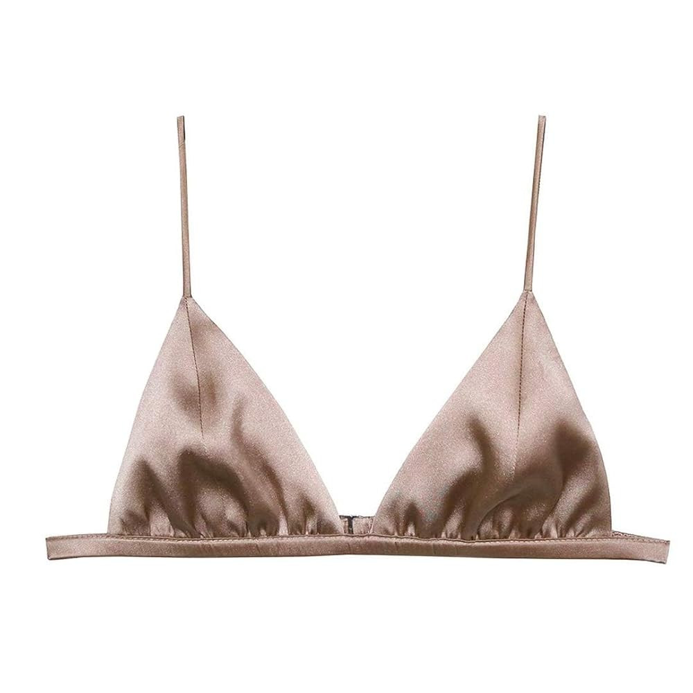 SilRiver Women's Silk Satin Triangle Bralette Soft Cup Wireless Bra Smooth and Comfortable Wire F... | Amazon (US)