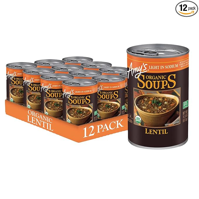 Amy's Soup, Vegan, Gluten Free, Organic Lentil, Light in Sodium, 14.5 Ounce (Pack of 12) | Amazon (US)