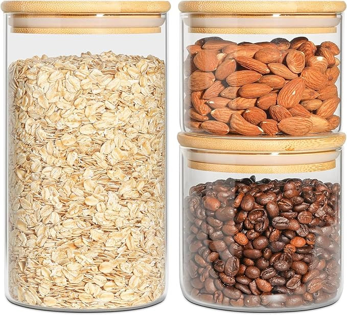 ComSaf Airtight Canisters for Bulk Food Storage Set of 3-17/22/43oz, BPA Free High Borosilicate G... | Amazon (US)