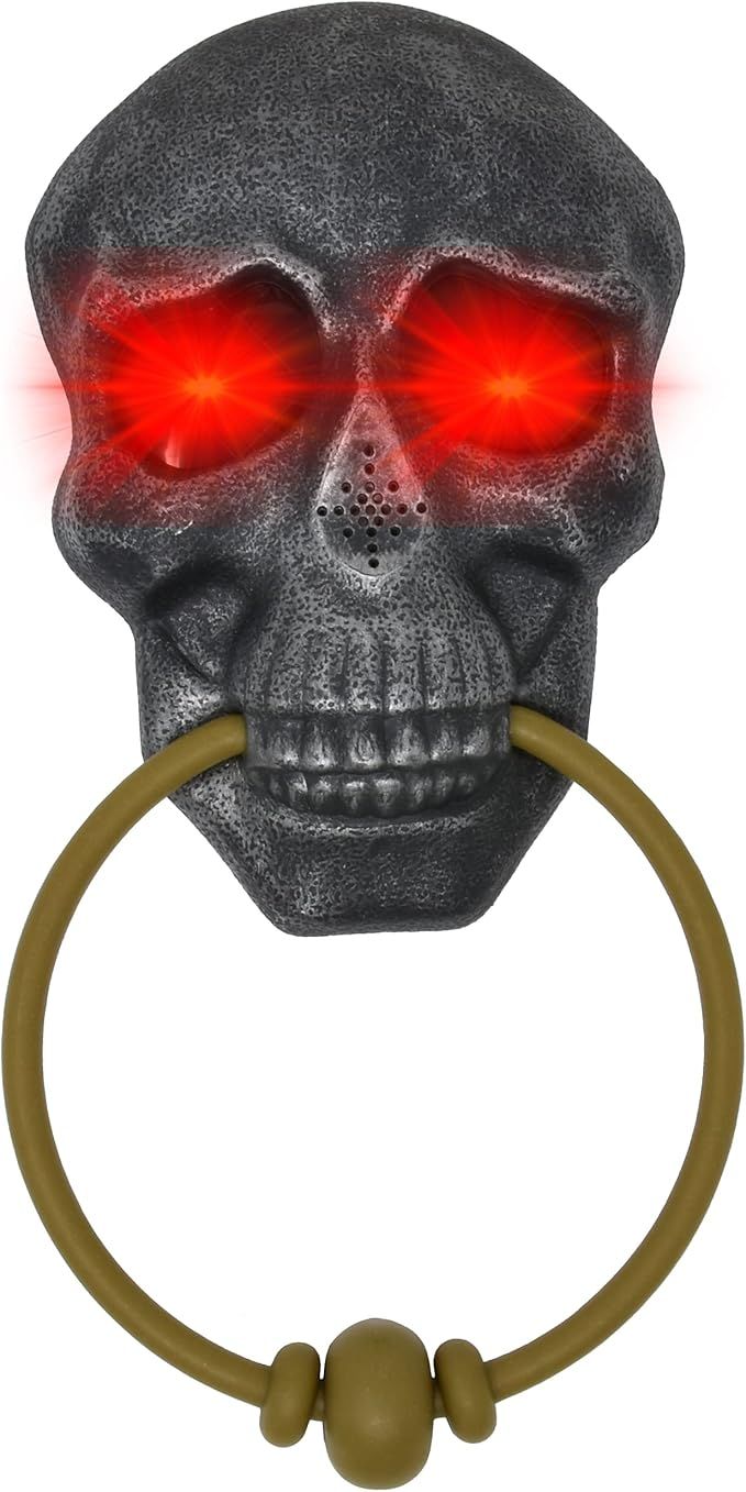 Halloween Doorbell Door Knocker Bell Skull Scary Animated with Blinking Lights and Spooky Sounds ... | Amazon (US)