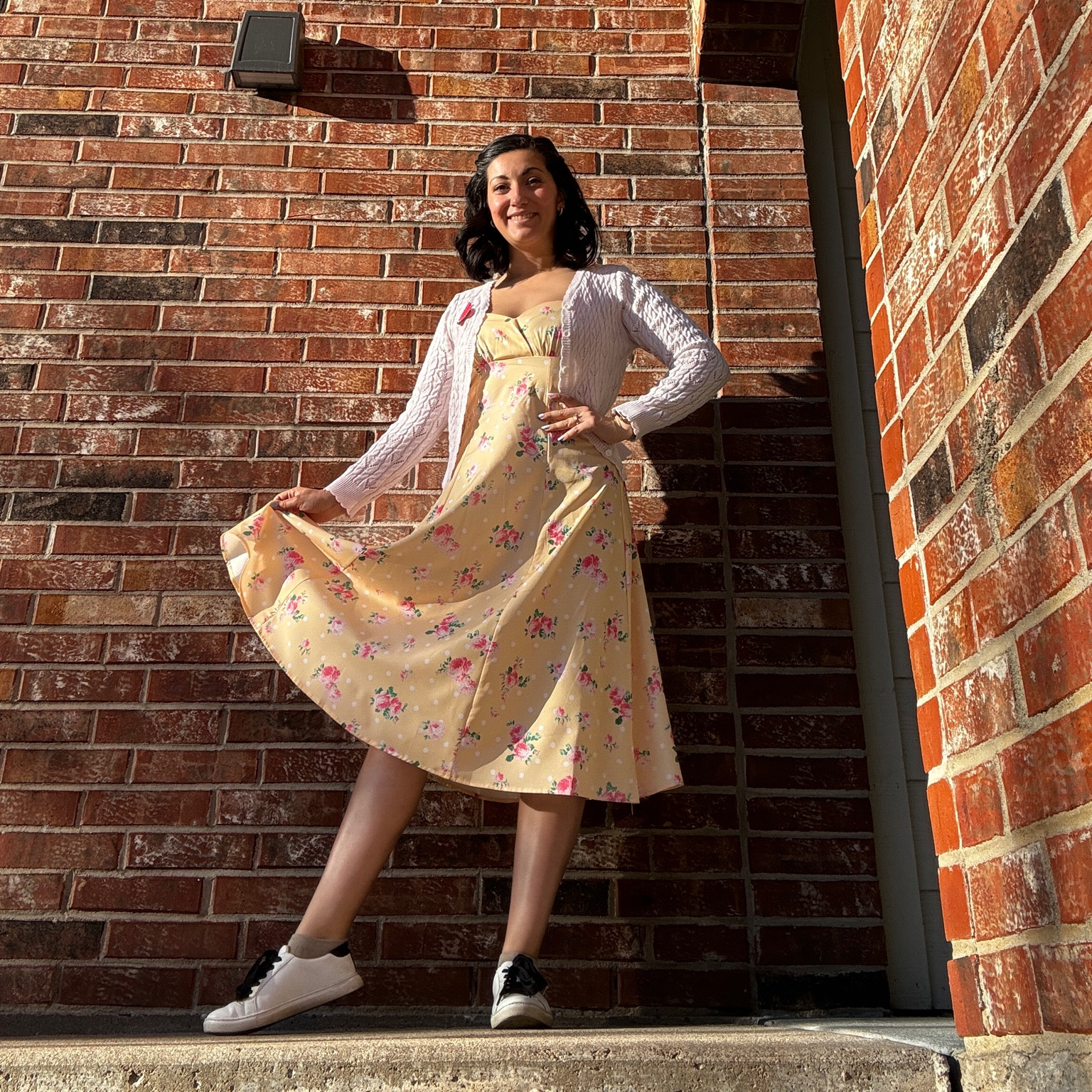 This dress gives me major 1940s vibes! 💛🩷💚

With its slightly longer length, flowing silhouette, and flattering A-line shape, it effortlessly captures the elegance and grace of the era. 

The intricate pattern adds a touch of whimsy and makes it easy to match with several different colors. Step into the past and embrace the allure of the 1940s with this stunning ensemble! 💐

#1940sFashion #VintageVibes #TimelessElegance #vintageltk #vintagefashion #vintagestyle

#LTKSeasonal #LTKfindsunder50 #LTKworkwear