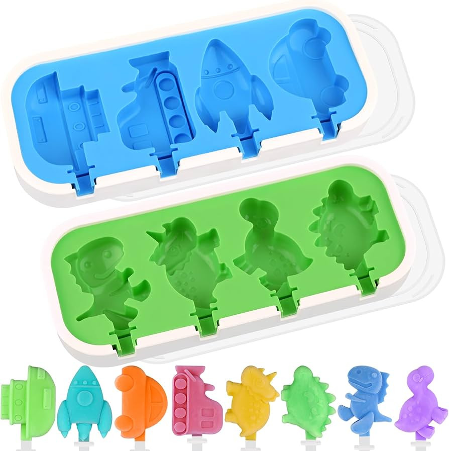 Sakolla 2 Pack Silicone Popsicle Molds with Lid, Mini Popsicle Molds for Kids - Cars, Ships, Trai... | Amazon (CA)