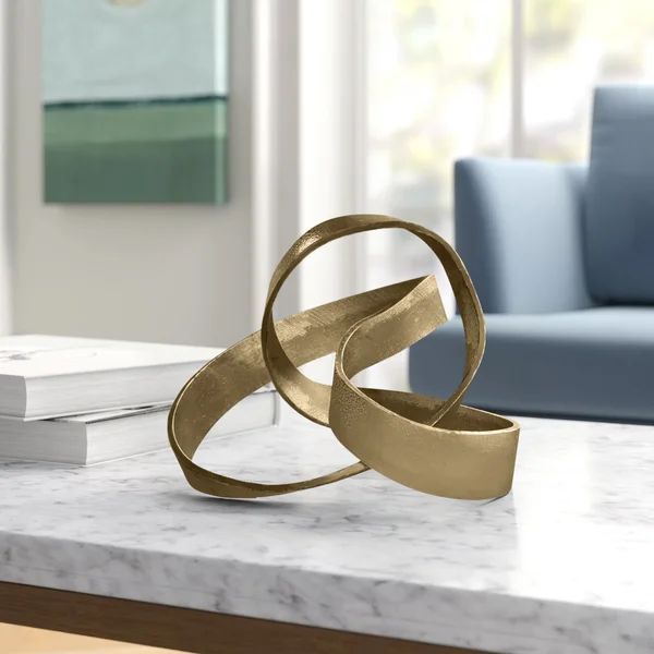 Ribbon Sculpture Accent Piece, For Table and Mantel Décor, Aluminum, 9 L x 9 W x 7 H Inches | Wayfair North America