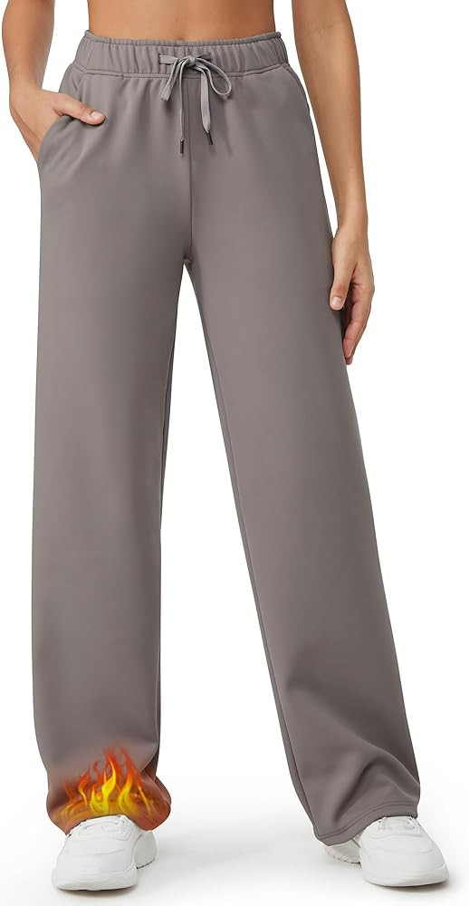 G4Free Fleece Lined Sweaterpants Women Elastic Drawstring Wide Leg Winter Trousers with Pockets f... | Amazon (US)