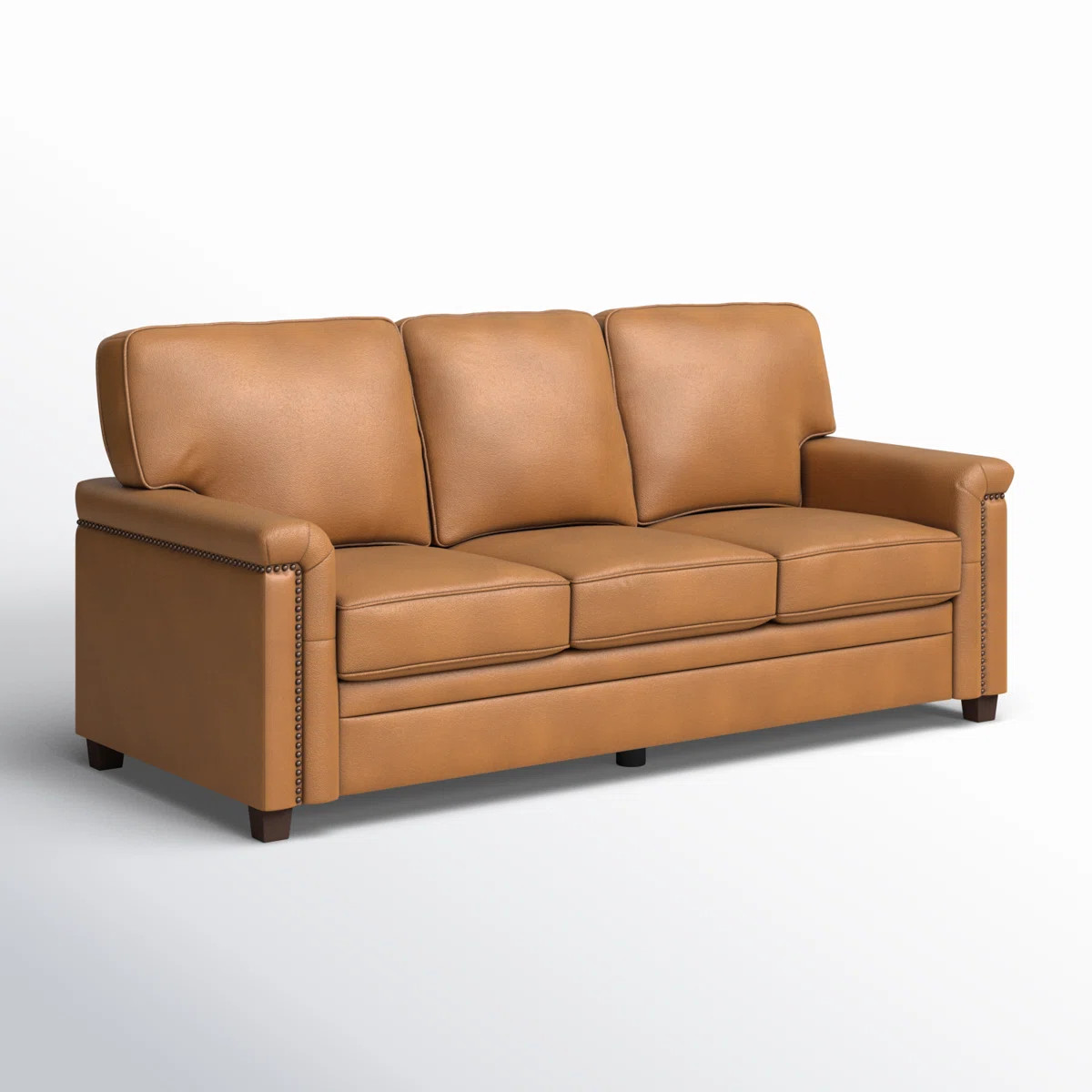 Ansela 77.2" Genuine Leather Square Arm 3-Seat Sofa | Wayfair North America