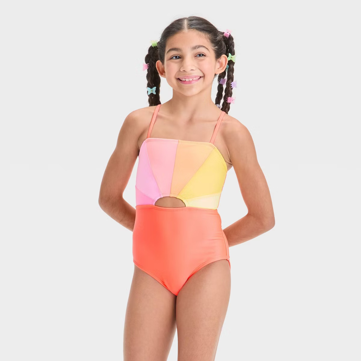 Girls' Colorblock One Piece Swimsuit - Cat & Jack™ | Target
