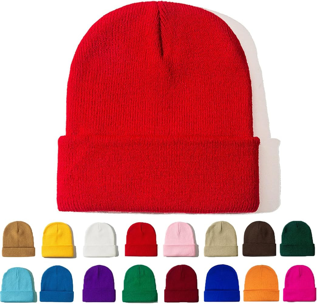 ZOORON Beanie for Women Men Unisex Cuffed Plain Skull Knit Hat Soft Fisherman Beanies Winter Hats | Amazon (US)