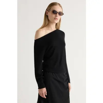 Modern Citizen Hachi Tencel Wool Off Shoulder Sweater in Black at Nordstrom, Size Small | Nordstrom