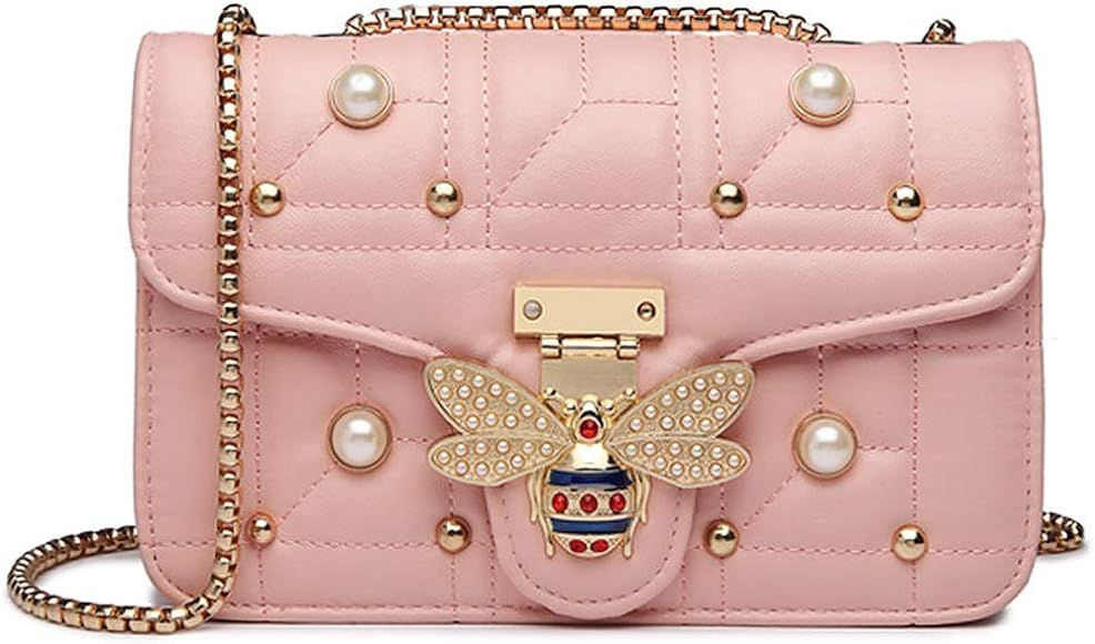 Bee Shoulder Bag for Women, Elegant Handbag Crossbody Bag with Pearl | Amazon (US)