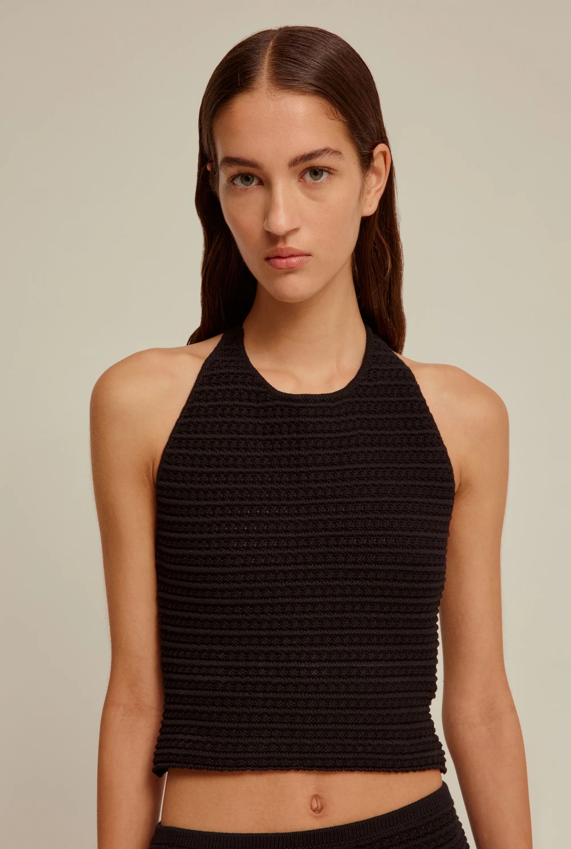 Venroy - Womens Crochet Halter Neck Top in Black | Venroy | Premium Leisurewear designed in Austr... | Venroy AU
