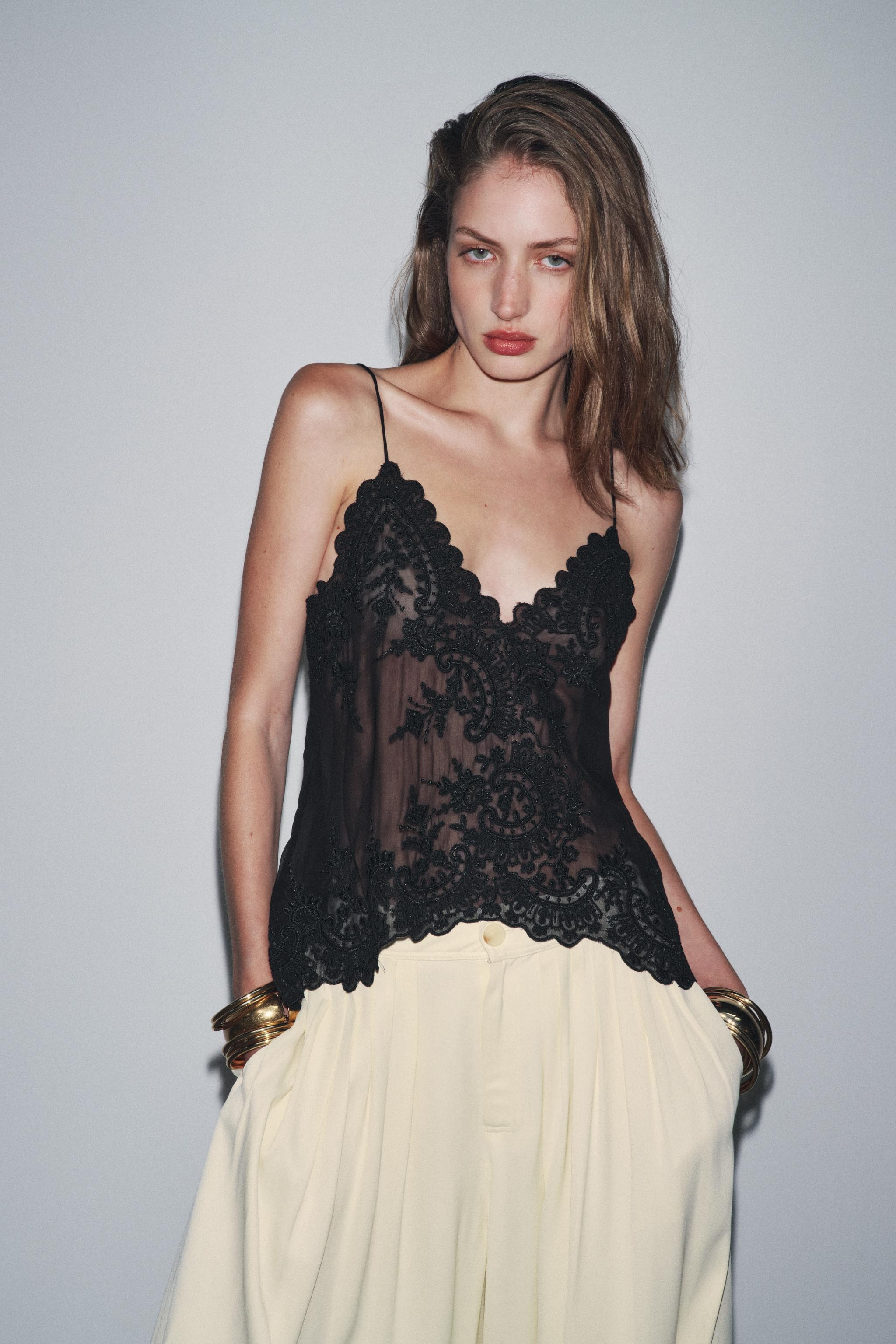 ZW COLLECTION LACE CAMISOLE TOP | Zara US