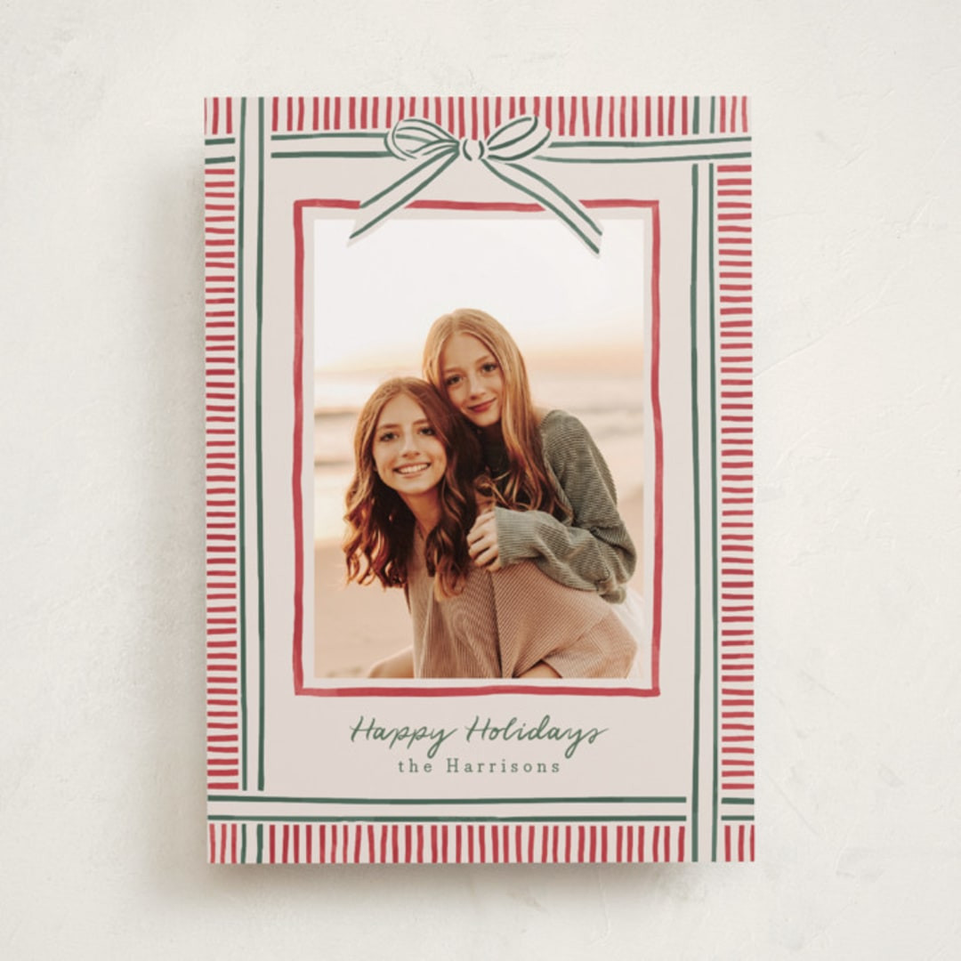 "Holiday Wrap" - Customizable Holiday Photo Cards in Green by Chris Griffith. | Minted