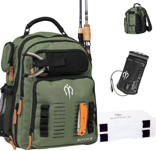 Fishing Tackle Backpack with Rod Holder 2 Tackle Boxes,35L Tackle Storage Bag, Insulated Cooler B... | Amazon (US)