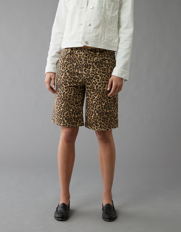 AE 11" Dreamy Drape Stretch Leopard High-Waisted Short | American Eagle Outfitters (US & CA)
