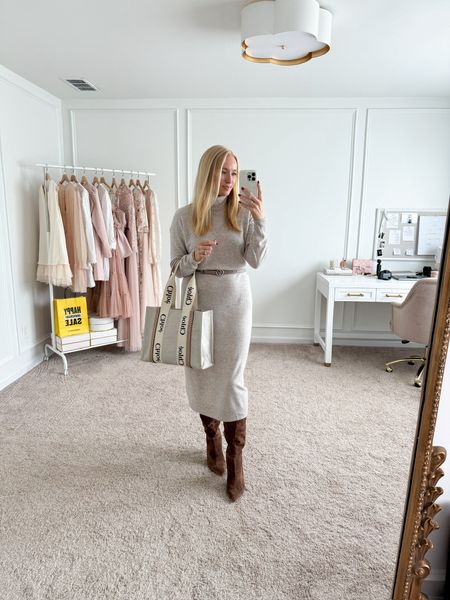 Love the length of this sweater dress, goes perfect with knee high boots! Elevated fall outfits // winter outfits // sweater dresses // boots // Nordstrom fashion // NSale 

#LTKStyleTip #LTKxNSale #LTKSaleAlert