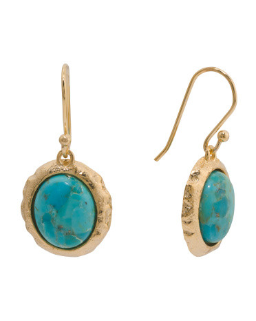 Made In India 14kt Gold Plated Blue Mohave Drop Earrings | TJ Maxx