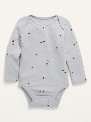 Unisex Floral-Print Long-Sleeve Bodysuit for Baby | Old Navy (US)