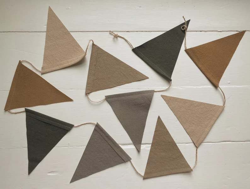 Cotton-linen Canvas Earthen Rainbow Bunting Garland - Etsy | Etsy (US)