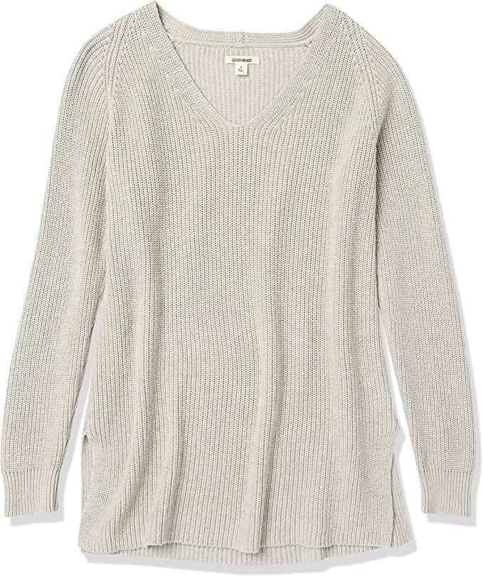 Amazon.com: Goodthreads Women's Cotton Shaker Stitch Deep V-Neck Sweater, Black, X-Small : Clothi... | Amazon (US)