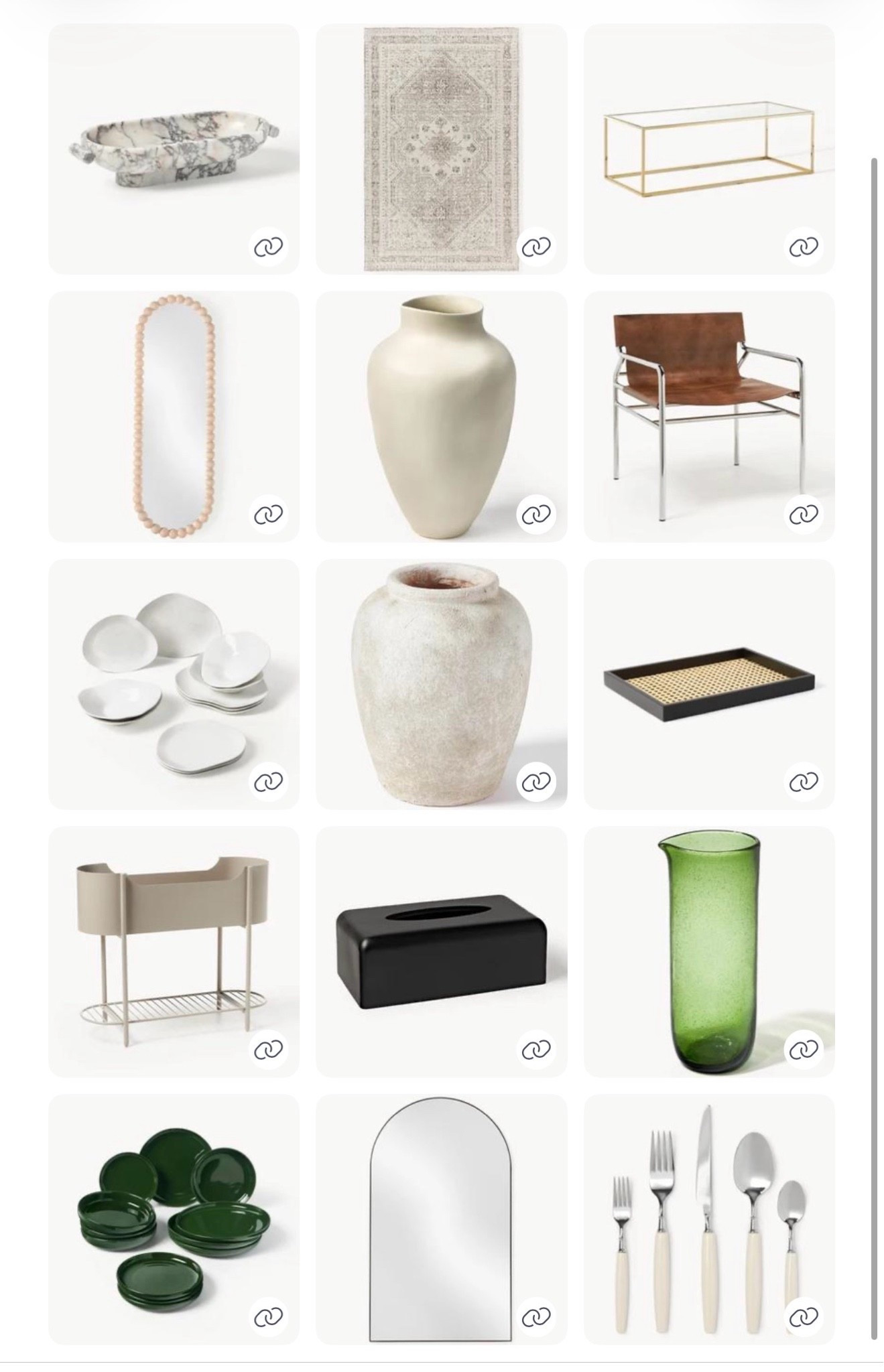 The Westwing sale is live, shop my edit 

Marble trinket bowl, that beaded pill mirror, a stone urn vase I want in every room of my house. Leather and chrome dining chairs that look twice their price. A rug that could pass for vintage. Green stoneware plates for autumn dinners, cream cutlery with the bone-effect handles, a rattan tray I'll use for everything from drinks to catch-all.

Use code 10LTK for an extra 5% off, on top of sale prices that are already reduced.

Cosy autumn home edit, autumn edit, autum evening essentials, cosy home, 
Home decor, interiors, homeware, living room, dining room, tablescape, vases, mirrors, rugs, occasional chairs, autumn home refresh, Westwing sale, discount code

#LTKautumn #LTKgiftguide #LTKhome