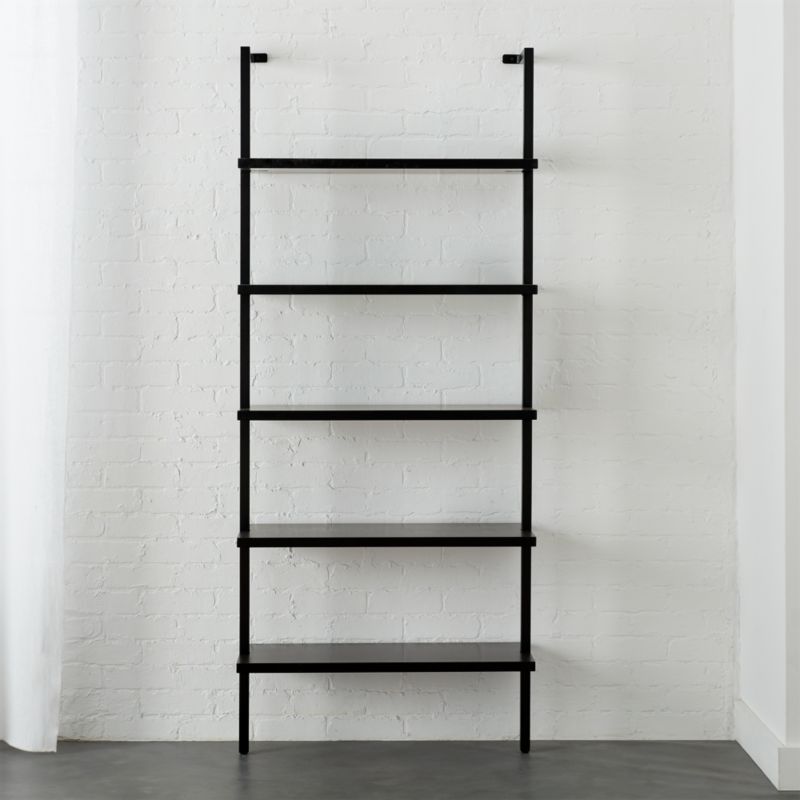 Stairway Black 72.5" Wall Mounted Bookcase + Reviews | CB2 | CB2