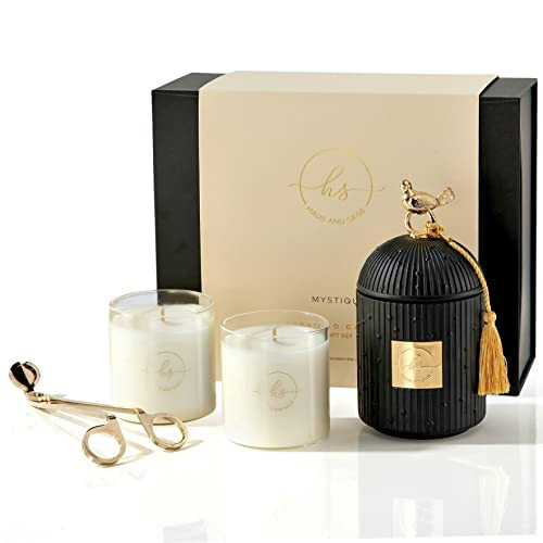 Luxury Scented Candles Gift Set for Women - Candle Holder + 2 x 8.5oz Premium Scented Candles for Home + Wick Trimmer - 110+ Hours Burn Time - Paraffin-Free - 4 pcs | Amazon (US)