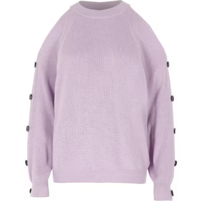 River Island Womens Light purple knit cold shoulder sweater | River Island (US)