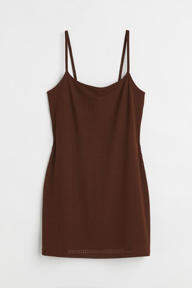 Tricot jurk met gehaakte look - Donkerbruin - DAMES | H&M NL | H&M (DE, AT, CH, NL, FI)
