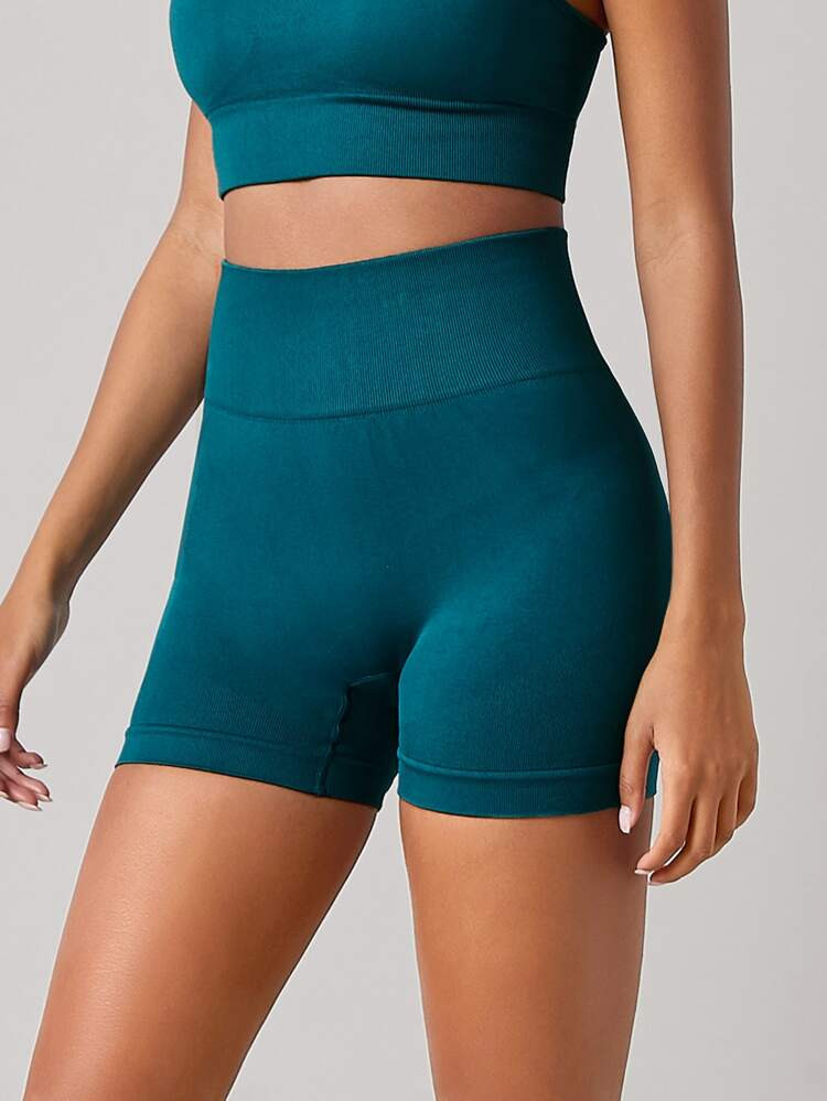 SHEIN Seamless Wide Band Waist Sports Shorts | SHEIN