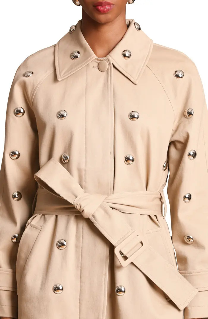 Statement Stud Cotton Maxi Trench Coat | Nordstrom