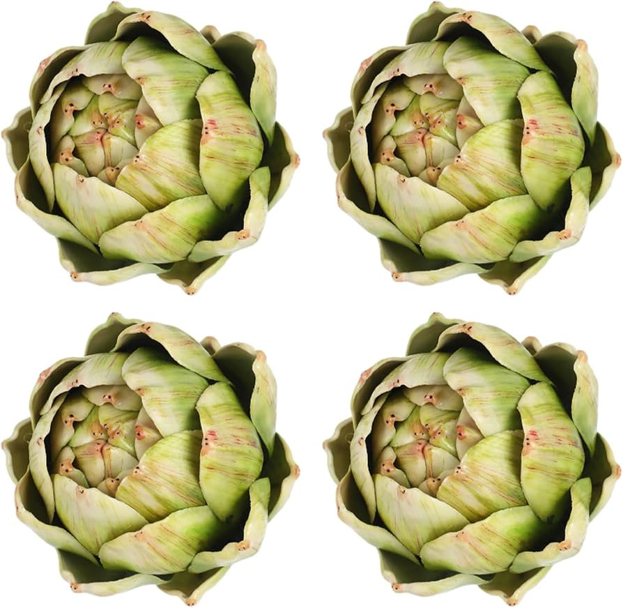Timgle 4 Pcs Green Artificial Artichokes Fake Vegetables and Fruits for Summer Kitchen Wedding Bo... | Amazon (US)