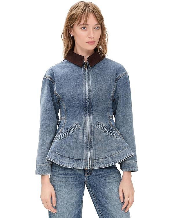 Line & Dot Women's Mottle Denim Jacket | Amazon (US)