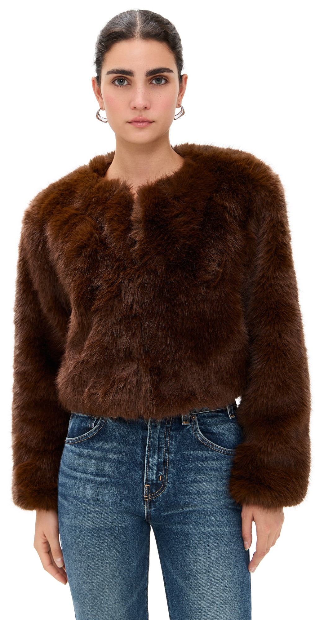 BLANKNYC Gala Affair Faux Fur Jacket Brown S | Shopbop