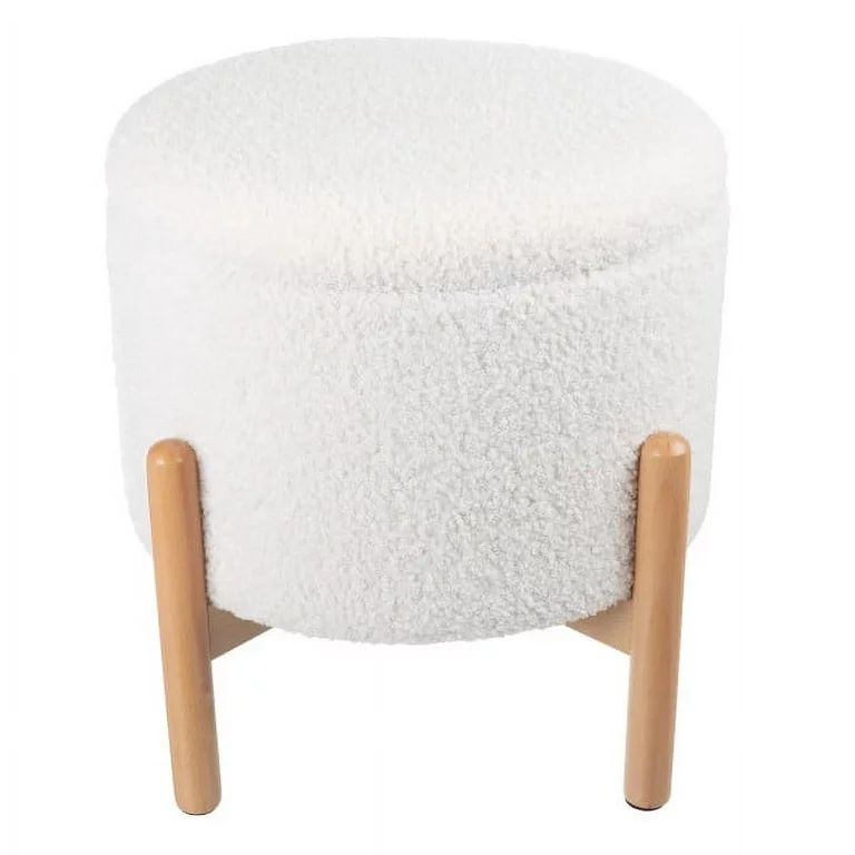 Lavish Home 16-inch Round Ottoman with Removable Top for Storage (White) | Walmart (US)