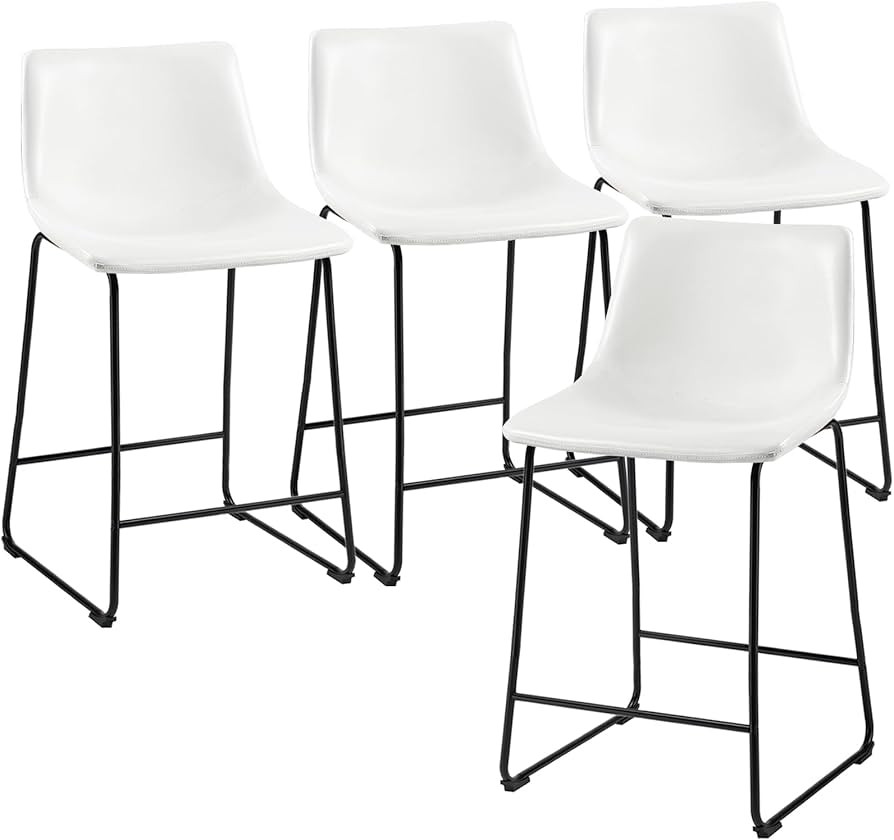 PUKAMI Counter Height Bar Stools Set of 4,26 inch Barstools with Back,Faux Leather Counter Stools... | Amazon (US)