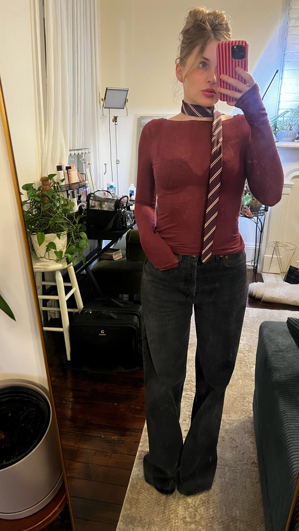 This sheer Intimissimi boat neck top has been a repeat staple for me this fall! Literally the softest basic top! I paired it with my fav agolde jeans & a skinny neck tie. 🫶🏻

#LTKBeauty #LTKU #LTKSeasonal