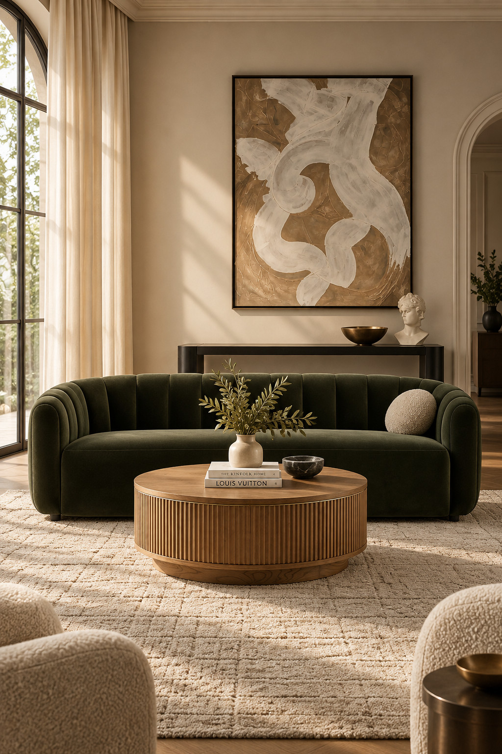 This olive green channel sofa is such a gorgeous fall color. It feels earthy, sophisticated, and so good paired with warm oak, cream boucle, abstract art, and soft natural light. Perfect if you want fall decor that still feels modern and timeless.
#OliveGreenSofa #CB2Home #FallLivingRoomDecor #GreenSofa #ModernHome #EarthyInteriors #LuxuryLivingRoom #CozyFallDecor #InteriorDesignIdeas 

 #LTKSeasonal #LTKHome #LTKSaleAlert