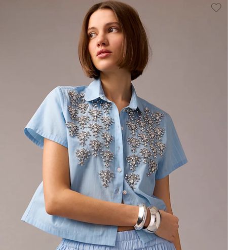 Jeweled shirt spring brunch date night shirt 

#LTKstyletip #LTKfindsunder100 #LTKSeasonal