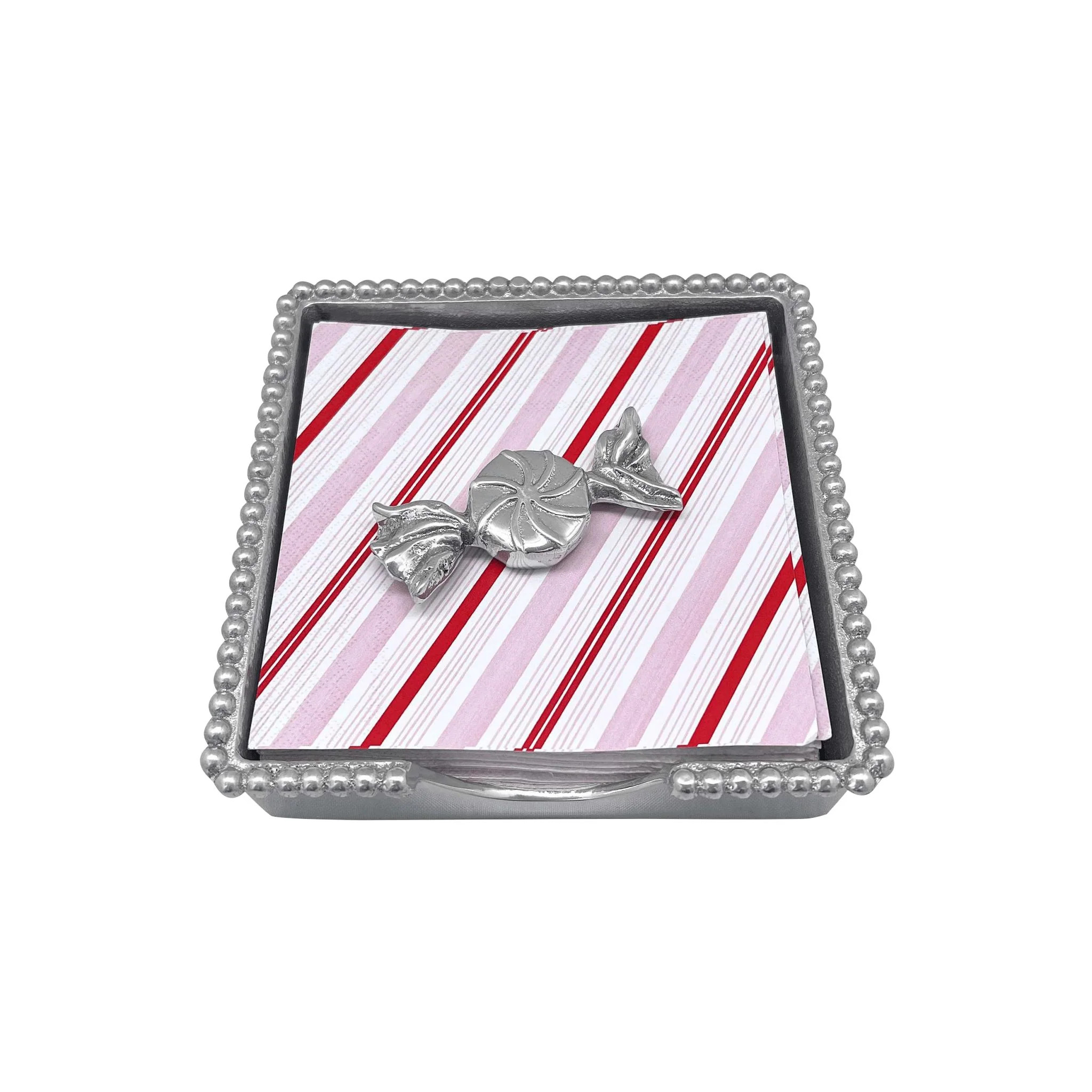 Peppermint Beaded Napkin Box | Mariposa