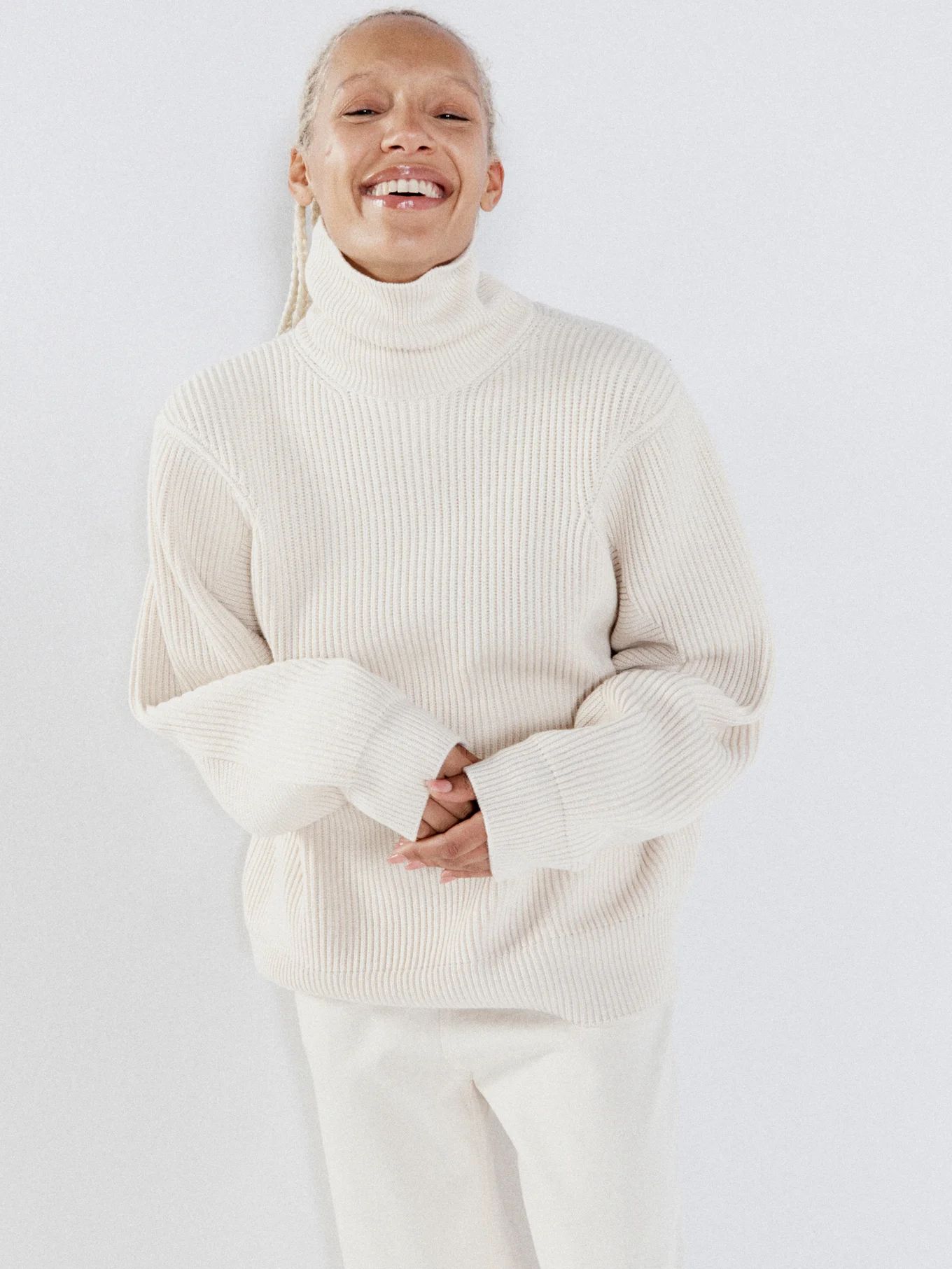 Roll-neck ribbed cotton and cashmere blend sweater | Matches (US)