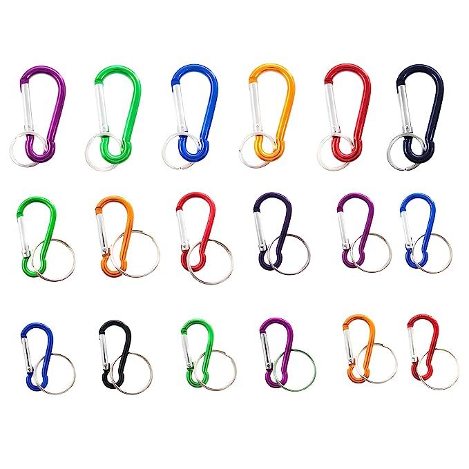 FROG SAC Carabiner Clip Keychain Key Ring Hooks 18 Pieces Set - Multicolored Carabiners Assortmen... | Amazon (US)