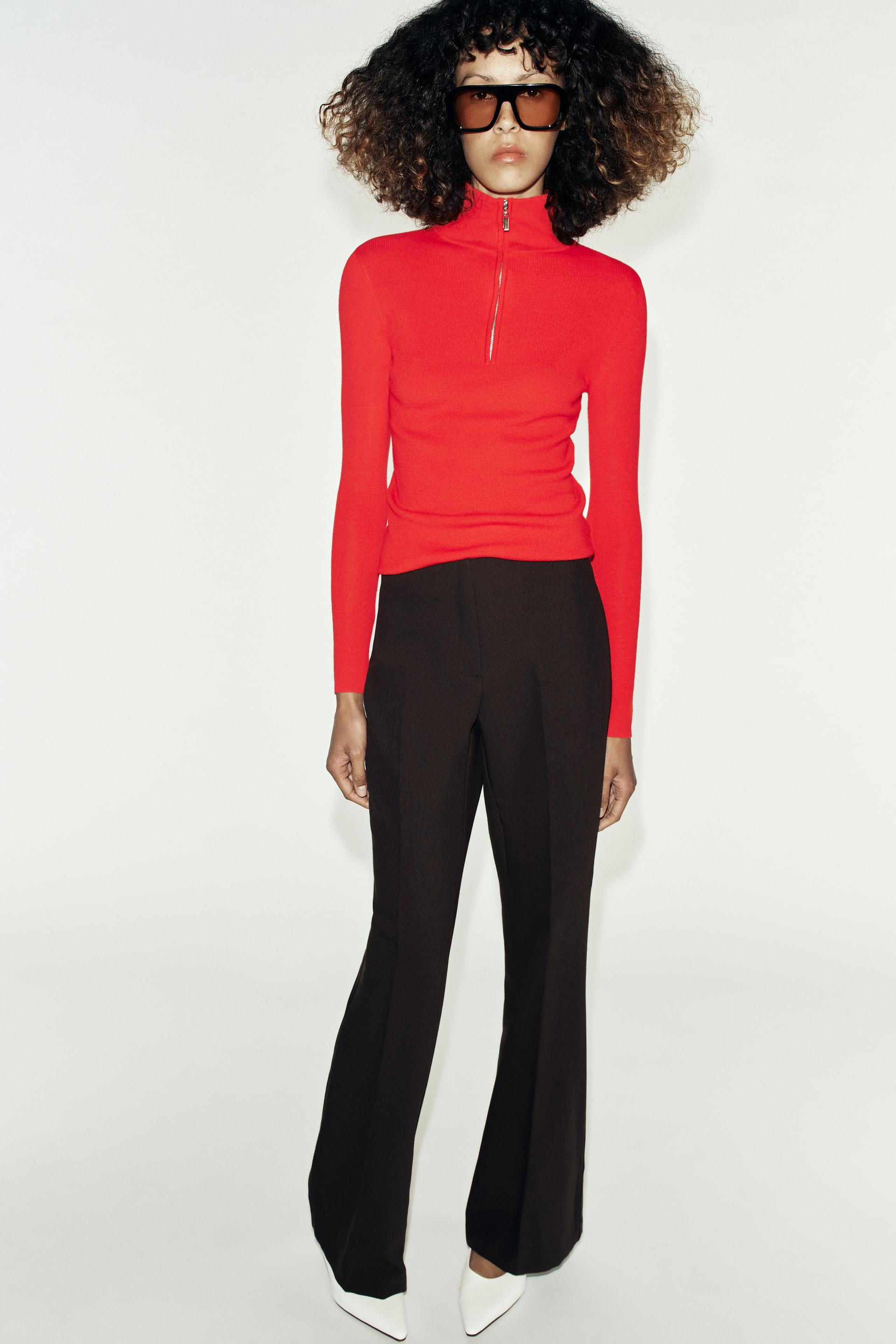 Zara - Low-Rise Flared Trousers - Brown - S - Woman | Zara UK