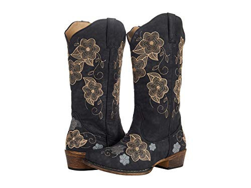 Roper Womens Riley Flowers Boot, Black, 5.5 | Amazon (US)