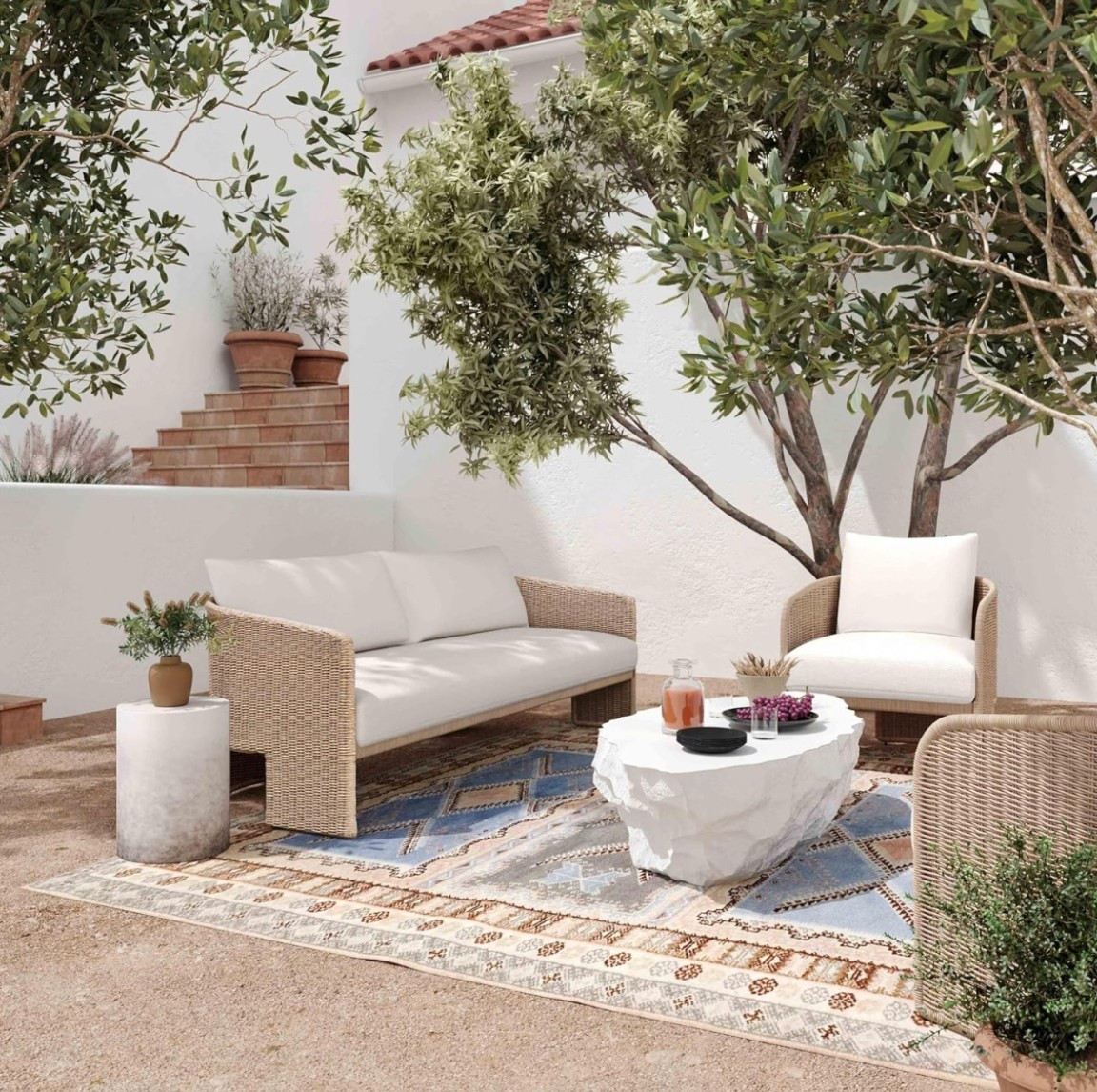 New on Amazon!✨ The dreamiest patio lounging area, now within reach. The cream outdoor armchair and sofa paired with a white concrete coffee table create a modern, serene retreat. Add terracotta planters and an outdoor rug for the ultimate elevated outdoor moment. 

Shop now and transform your patio.🤍

#LTKHome #LTKOver40 #LTKSeasonal