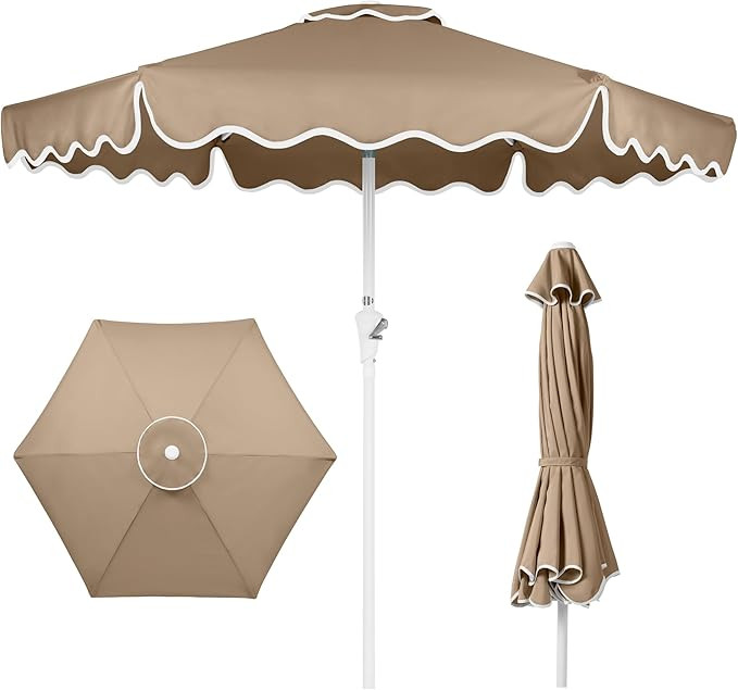 Best Choice Products 7.5ft Patio Market Umbrella with Wavy Trim, UV-Fade-Resistant 210g Canopy, C... | Amazon (US)