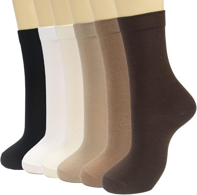 TeenFighter 6 Pairs of Comfortable Casual Athletic Cotton Socks for Women, Aesthetic Solid Color ... | Amazon (US)